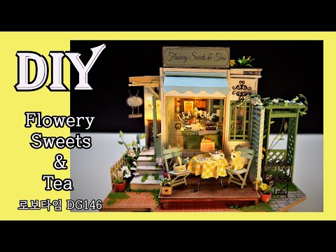 DG146 꽃이 아름다운 커피숍/Flowery Sweets & Teas/DIY miniature dollhouse kit/로보타임miniature minirose/미니어처 미니로즈