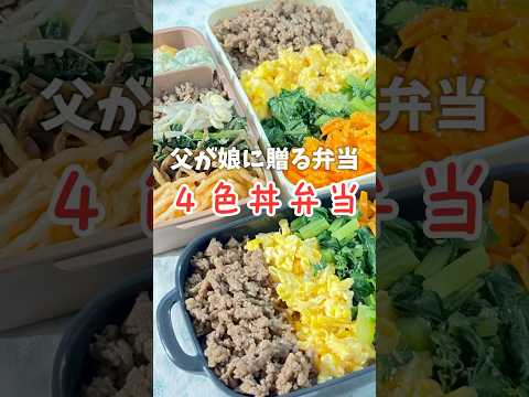 父が娘に贈る弁当(4色丼弁当)241002 #父が娘に贈る弁当 #ちちべん #4色丼 #ビビンバ #四色丼 #3色丼 #三色丼 #栄養 #お弁当 #ワンパン #ワンパンレシピ #簡単 #簡単レシピ