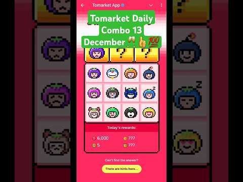 Tomarket Daily Combo Today 13 December | Tomarket Combo today |Tomarket Combo #tomarketdailycombo