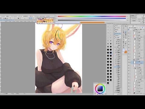 無言で作業垂れ流し【お絵かき/尾丸ポルカ】