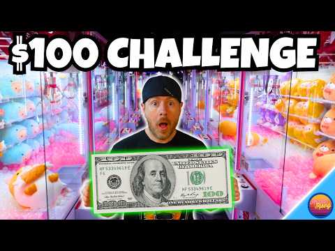 $100 CLAW MACHINE CHALLENGE! How Many Prizes Can We Win? Round 1