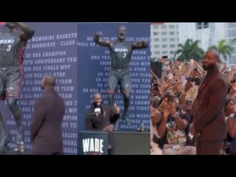 Dwyane Wade DOESNT LIKE new statue! embarrassed "IS THAT even ME FACE?" Pointing at NEW statue! LOL!