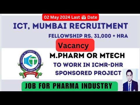 ICT, Mumbai Recruitment #pharmajobs #jobs @g-patrevisionclasses #jobvacancy