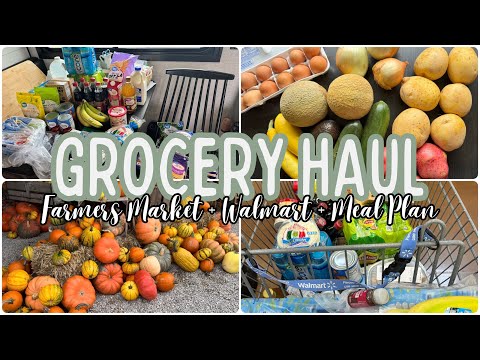 $190 Grocery Haul || Farmers Market + Walmart || Meal Plan