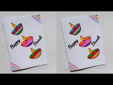 🪔 white paper 🥰 greeting card for diwali/easy Diwali card/how to make diwali card idea at home