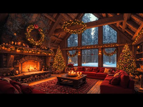 Cozy Christmas Ambience 🎄 Relaxing Christmas Jazz Music with Fireplace Sounds for Holiday Atmosphere