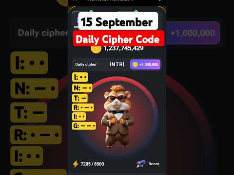 #15 September Cipher Code Hamster Kombat Today daily reward Delhi cyber code Daily Combo #shorts