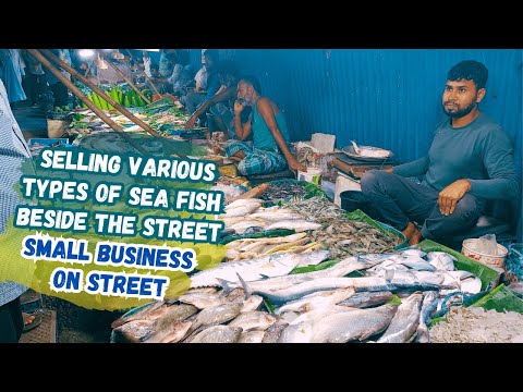 Selling various types of Sea Fish beside the Street