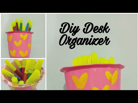 Diy small desk organizer/ Diy easy organizer😍