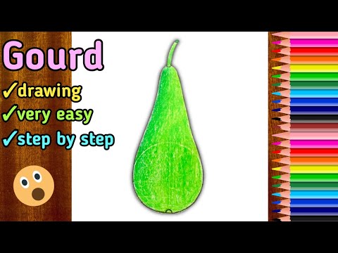 vegetable drawing|how to draw bottle gourd easy step by step|easy bottle gourd drawing