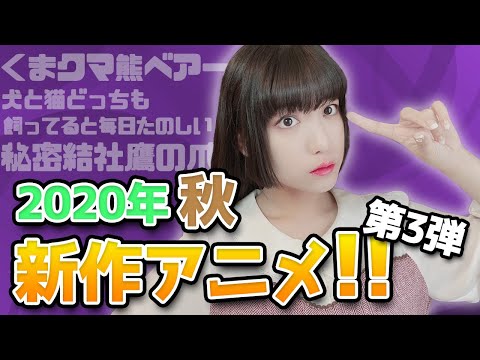 【第３弾】2020年秋アニメ3選！「くまクマ熊ベアー」「犬と猫どっちも飼ってると毎日たのしい」「秘密結社 鷹の爪 ～ゴールデン・スペル～」【工藤ひなきの闇落ちTV】