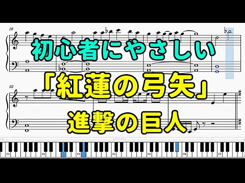 「紅蓮の弓矢」ピアノの簡単な楽譜（初心者）『進撃の巨人』OP【Linked Horizon】