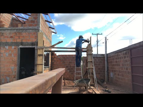 CONSTRUINDO A PRÓPRIA CASA #83 - COLUNAS TRAVADAS E CONCRETADAS