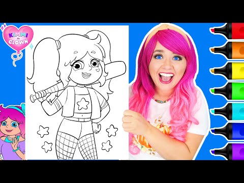 Coloring Kimmi as Harley Quinn | Kimmi The Clown Let's Dress-Up! Coloring Book Page