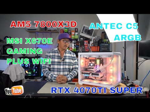 am5 1440p - 4k white gaming pc ryzen 7 7800x3d 4070ti super antec c5 argb