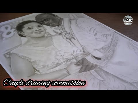 How I draw Couple Commission Portrait/Couple Drawing Commission/ jesar art