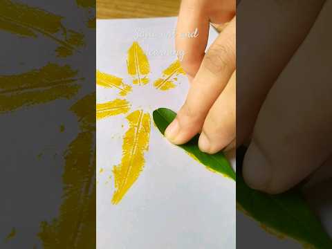 cute idea with leaf #shorts #cuteideas #art#drawing #creative#domsbrush #brushpendrawing#satisfying