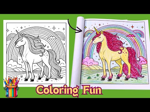 Unicorn & Rainbow | Cute Coloring Page | Coloring Fun For Kids  #coloringforkids  #coloringfun