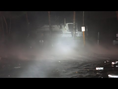 Hurricane MILTON Smashes into Venice, Florida - Storm Surge Roaring in - Roofs Coming off 10/09/2024