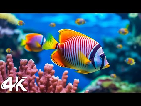 Under Red Sea 4K - Beautiful Coral Reef Fish in Aquarium, Sea Animals for Relaxation - 4K Video