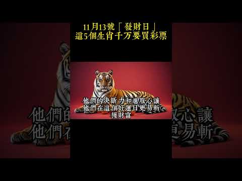 50年一遇，就在明天！11月13號「發財日」，這5個生肖千万要買彩票#生肖 #運勢 #命理 #屬相 #風水