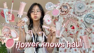 🦢🍓🩰 flower knows- *the most aesthetic makeup* unboxing haul | pinterest, balletcore, coquette