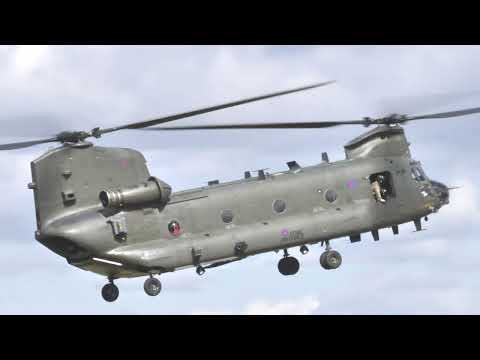 Two Chinooks visit City Airport Manchester for refuelling