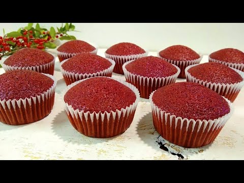 Soft and Moist Red Velvet Cupcakes | WITHOUT Butter, Eggs or Milk