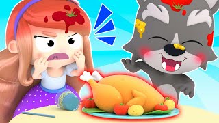 フードファイト！大きな悪いオオカミがレストランをメチャクチャに！ - 子供のためのマナー講座