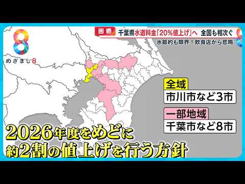 【悲鳴】千葉県水道料金20％値上げへ…全国でも相次ぐ…日本の水道のピンチどうなる？【めざまし８ニュース】