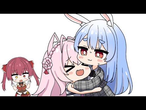 Senchou trying to piggyback on Koyori’s Hug Day【Hololive AnimatedClip/Eng sub】【Marine/Pekora/Koyori】