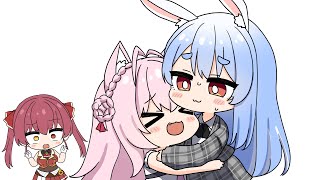 Senchou trying to piggyback on Koyori’s Hug Day【Hololive AnimatedClip/Eng sub】【Marine/Pekora/Koyori】