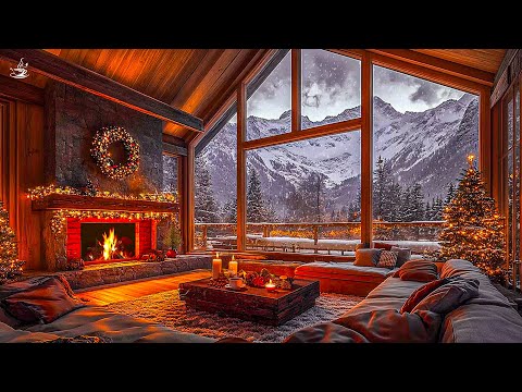 Cozy Christmas Ambience 🎄 Relaxing Christmas Jazz Music & Crackling Fireplace Sounds🔥#1