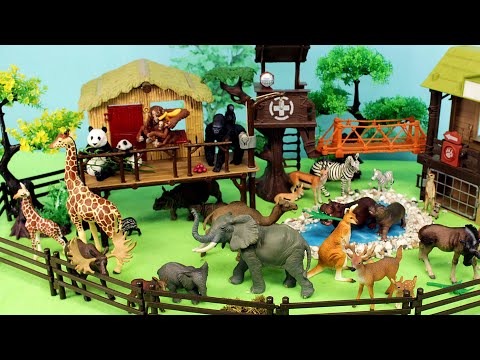 Safari Animal Figurines Big and Small in a Diorama Set