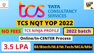 TCS NQT 2022 announced for TCS NINJA Hiring| NO Fees!!