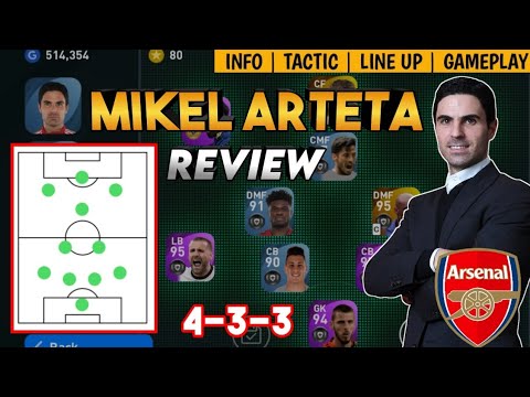 MIKEL ARTETA 433 MANAGER REVIEW | NEW ARSENAL MANAGER | PES 2021 MOBILE