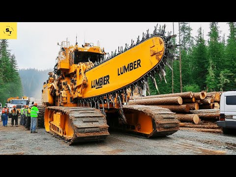 Unbelievable Extreme Dangerous Chainsaw Cutting Giant Trees | Fastest Stump Removal Excavator#82