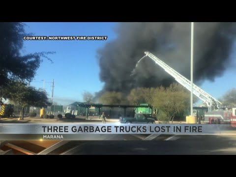 Three trucks destroyed after garbage truck fire in Marana