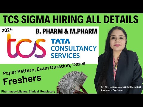 TCS Sigma Hiring only for Pharmacy Freshers B. Pharm & M. Pharm | TCS Recruitment all details 2024