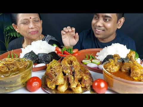 CHICKEN ROGAN AND SPICY FISH MASALA WITH BASMATI RICE MOTHER SON FOOD EATING SHOW