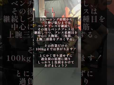 ベンチプレスで100kg挙げたい漢の方へ〜初期編〜