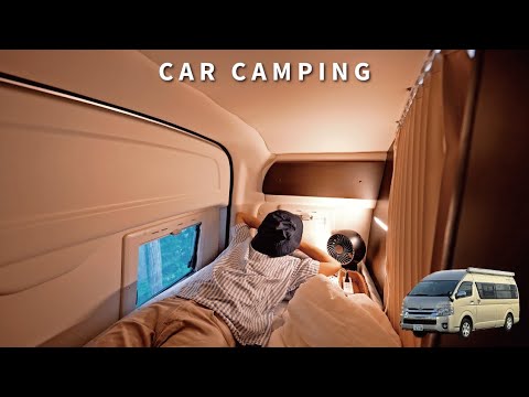 [2nd night] Car camping alone in strong winds with Hiace