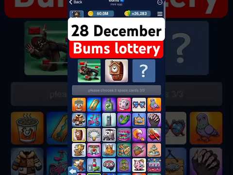 Bums lottery cards today 28 December | Bums Daily Lottery Cards