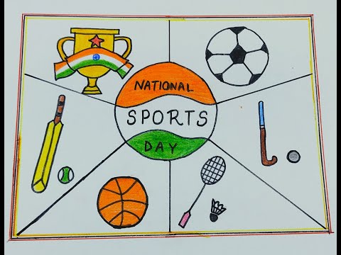 National sports day drawing / National sports day poster drawing / How to draw national sports day.