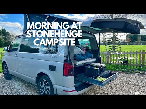 Morning Stonehenge Campsite in our VW California Ocean Campervan