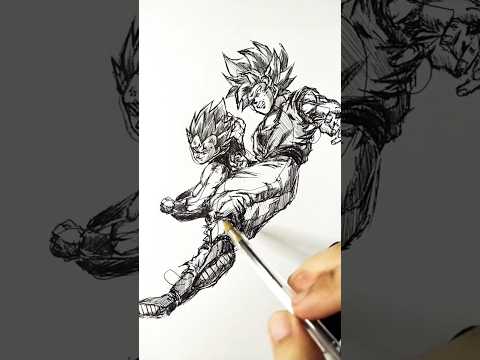 Speed drawing StickMan Goku Vs Vegeta 😳 #shorts #anime #drawing