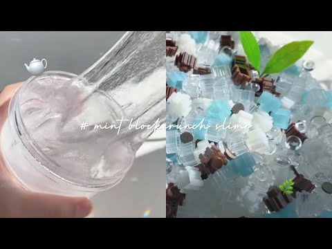 # mint image crunchslime 🌿 ¦  ミント風クランチスライムを作って触るだけ！🥣👩‍🍳  ¦  asmr ¦ スライム音フェチ