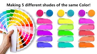 How to make 5 different shades Color of the same Colors by Color Mixing ?!