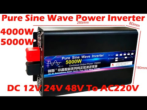 Pure Sine Wave Power Inverter 4000W 5000W DC 12V 24V 48V To AC220V Portable Power Bank Converter.v2