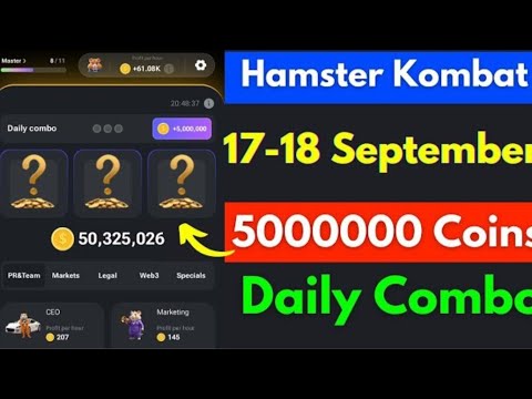 18 September Daily Combo | Hamster Kombat Daily Combo Today | 18 September Daily Conbo